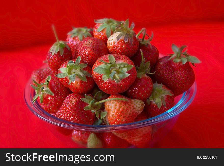 Fresh red strawberries(focus point on the nearest berry