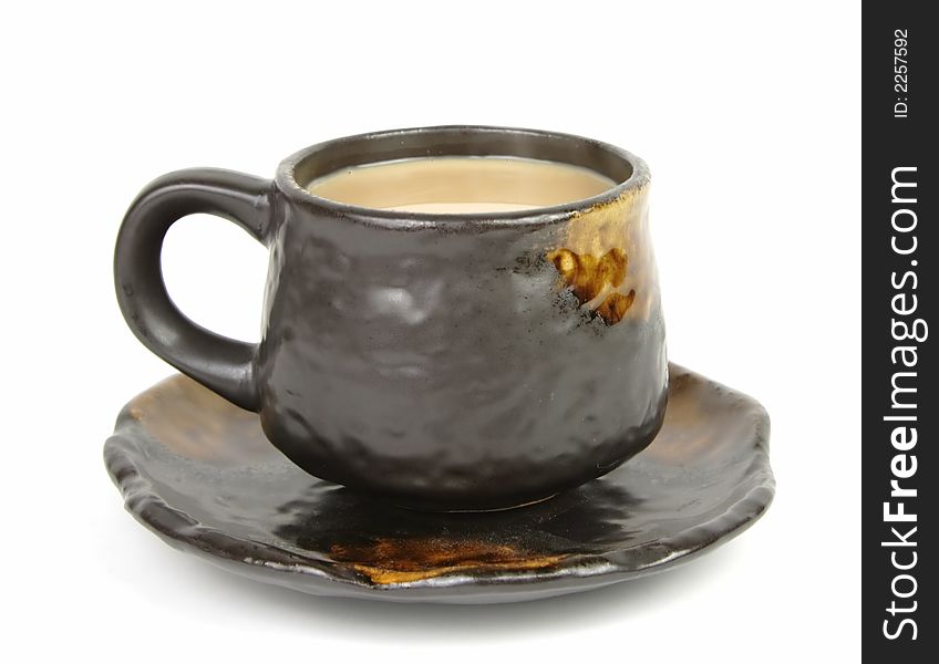 Image of a cup of coffee isolated over white background. Image of a cup of coffee isolated over white background