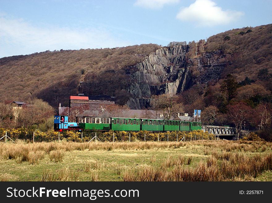 Narrow gauge Steam train in Wales, UK