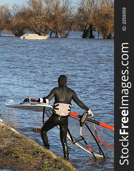 Windsurfer At The Rhine