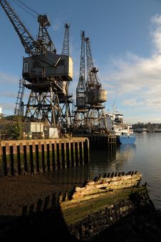 Old Harbour With Cranes Royalty Free Stock Photography Old Harbour With Cranes Royalty Free Stock Photography