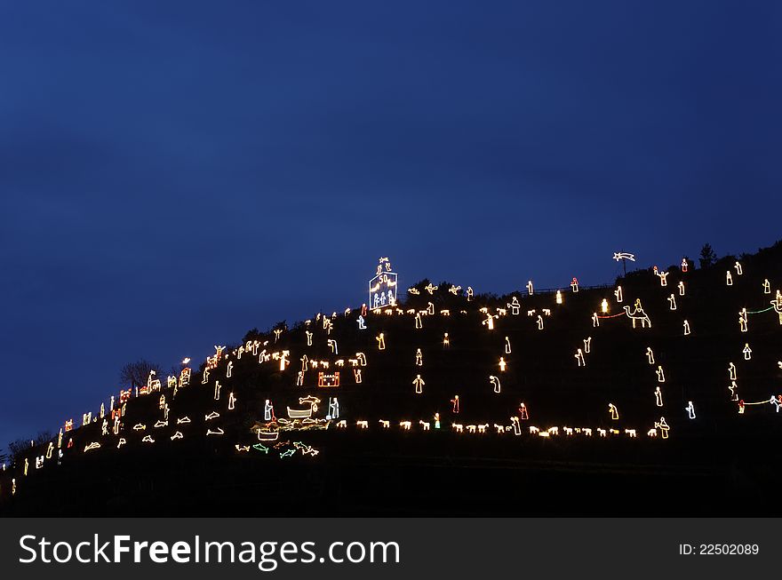 The largest luminous nativity scene in the world in manarola italy