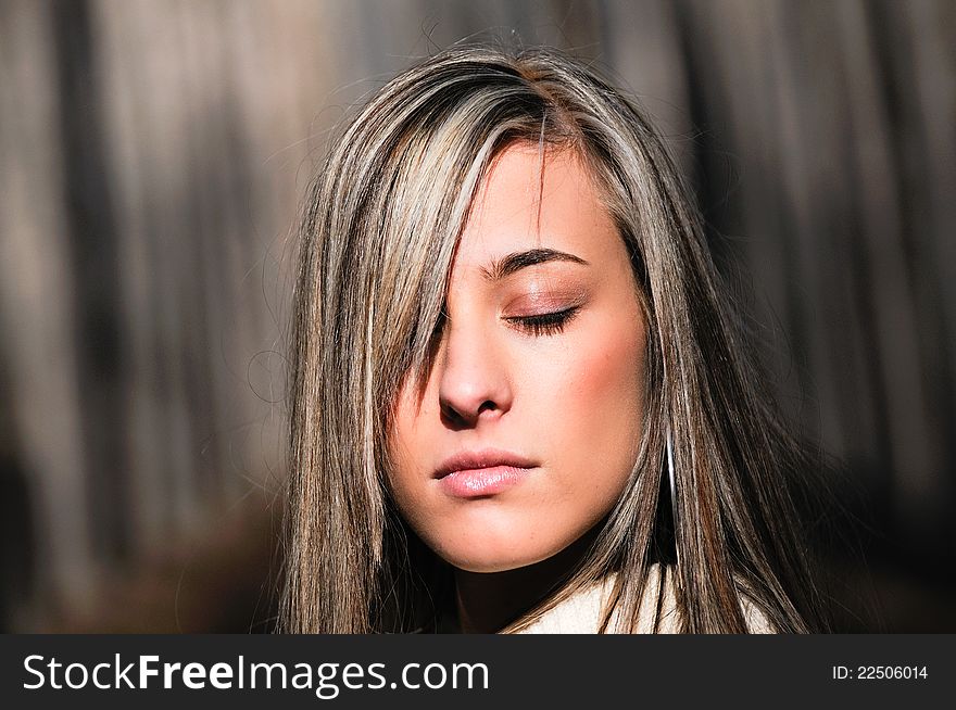 Portrait of a beautiful girl in the woods