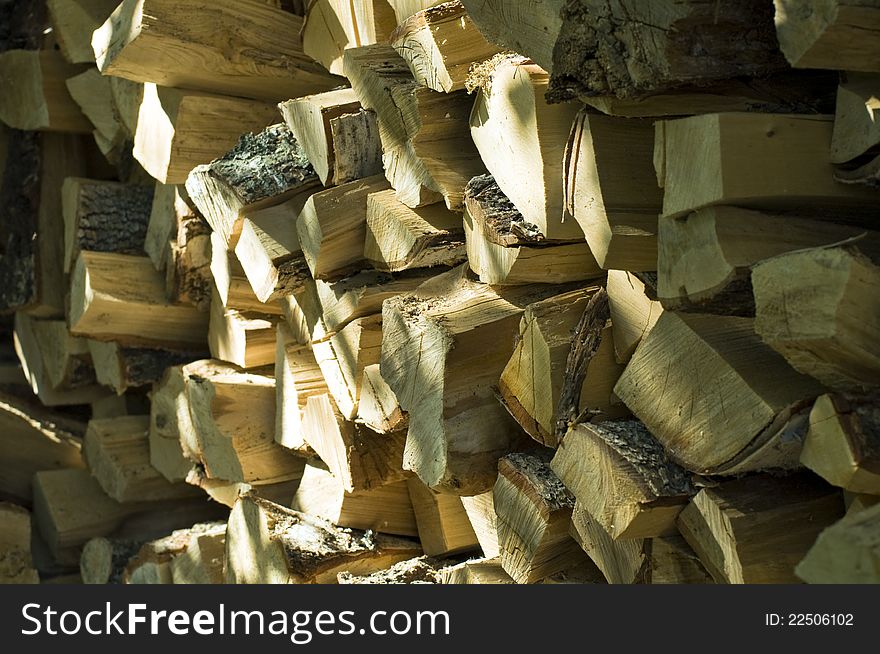 Background from Wooden logs piled on