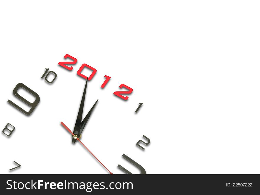 Modern clock showing 2012 isolated on white background with copy space. Modern clock showing 2012 isolated on white background with copy space.