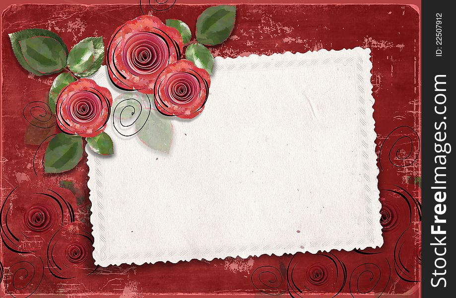 Valentine s background with card and roses