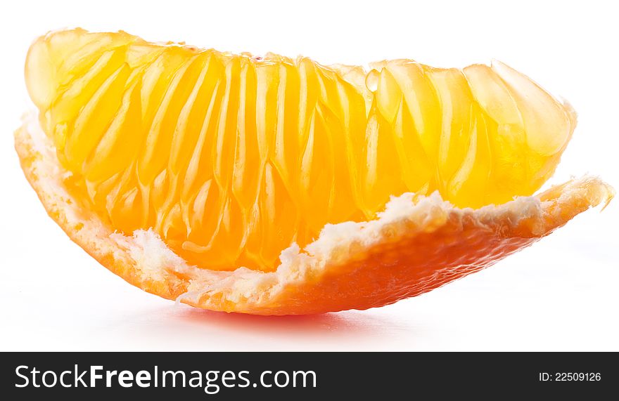 Tangerine slice on white background. Tangerine slice on white background.