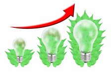 Green Leaf With Light Bulb, Isolated. Royalty Free Stock Photos