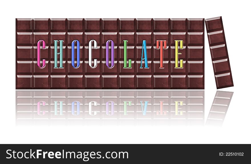 Illustration of chocolate bars with color font by isolate on white background. Illustration of chocolate bars with color font by isolate on white background.