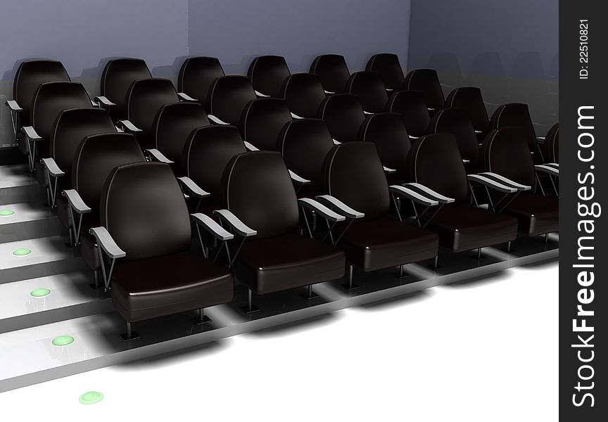 Part of the cinema, a small theater with comfortable seating for viewing. Part of the cinema, a small theater with comfortable seating for viewing