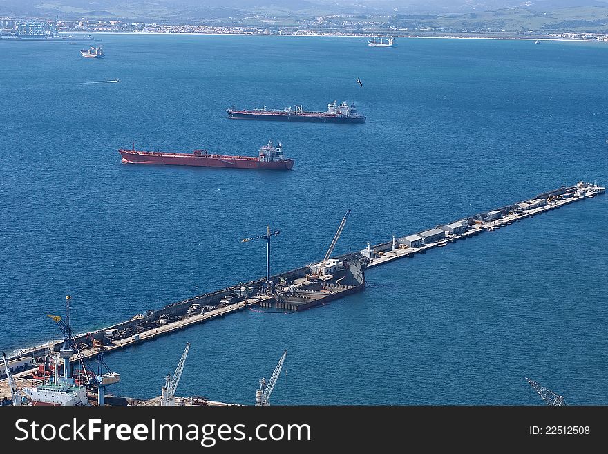 Traffic in gibraltar harbour bay. Traffic in gibraltar harbour bay.