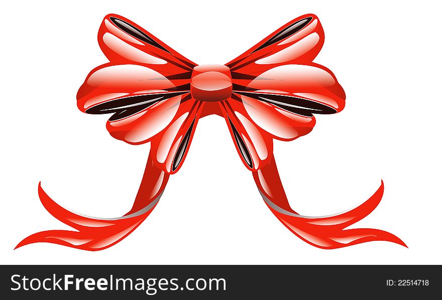 Bright red bow isolated on white background