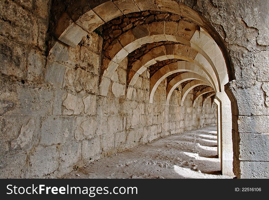 Tunnel of an ancient amphitheater Aspendos in Antalya, Turkey. Tunnel of an ancient amphitheater Aspendos in Antalya, Turkey.