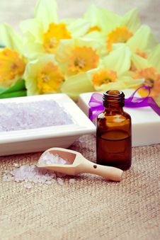 Bath Salt With Soap And Essential Oil Royalty Free Stock Photos Bath Salt With Soap And Essential Oil Royalty Free Stock Photos