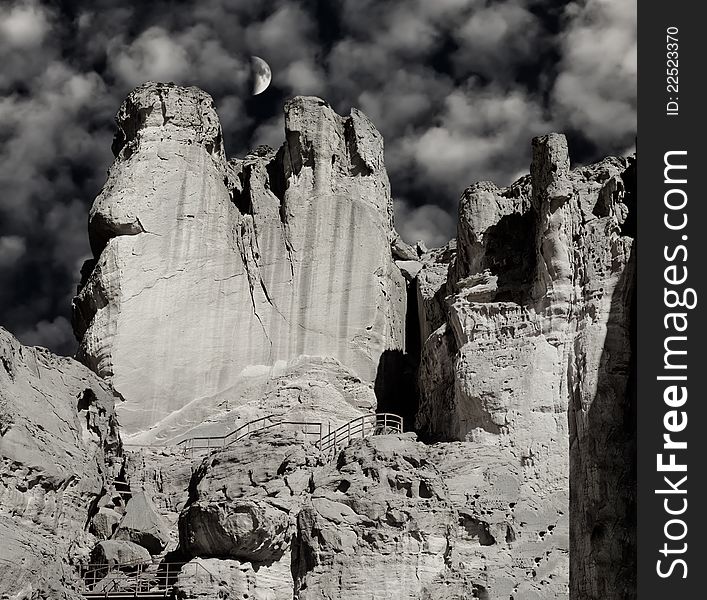 Pillars of solomon are the huge sandstone's formations in geological Timna park, 25 km from Eilat, Israel. Pillars of solomon are the huge sandstone's formations in geological Timna park, 25 km from Eilat, Israel