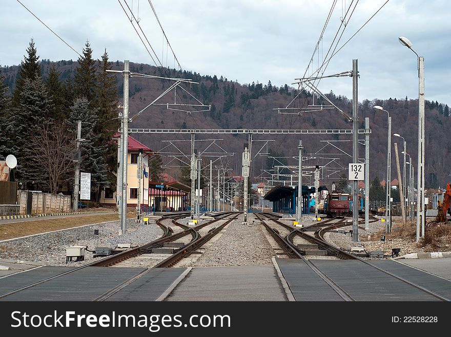 Train station in Busteni, Romania.