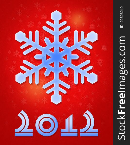 New Year's card with 
Snowflake
