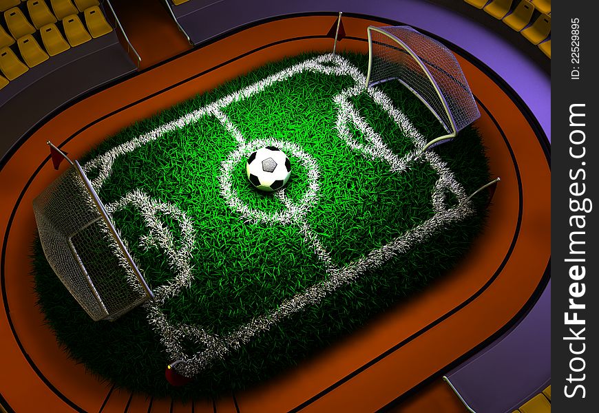 3D Concept Soccer Stadium in Dramatic Lights