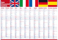 English Big Poster Calendar 2012 European Flags Royalty Free Stock Images