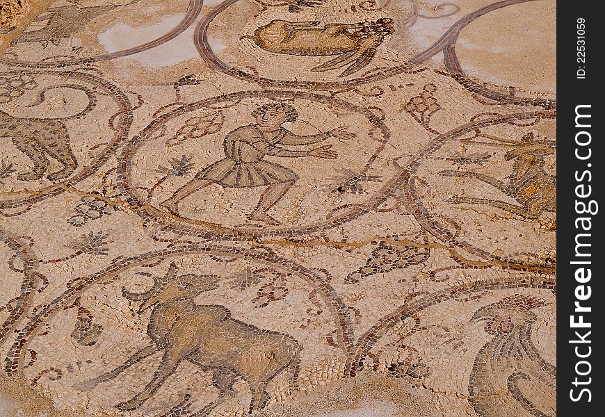 Old Roman mosaic floor