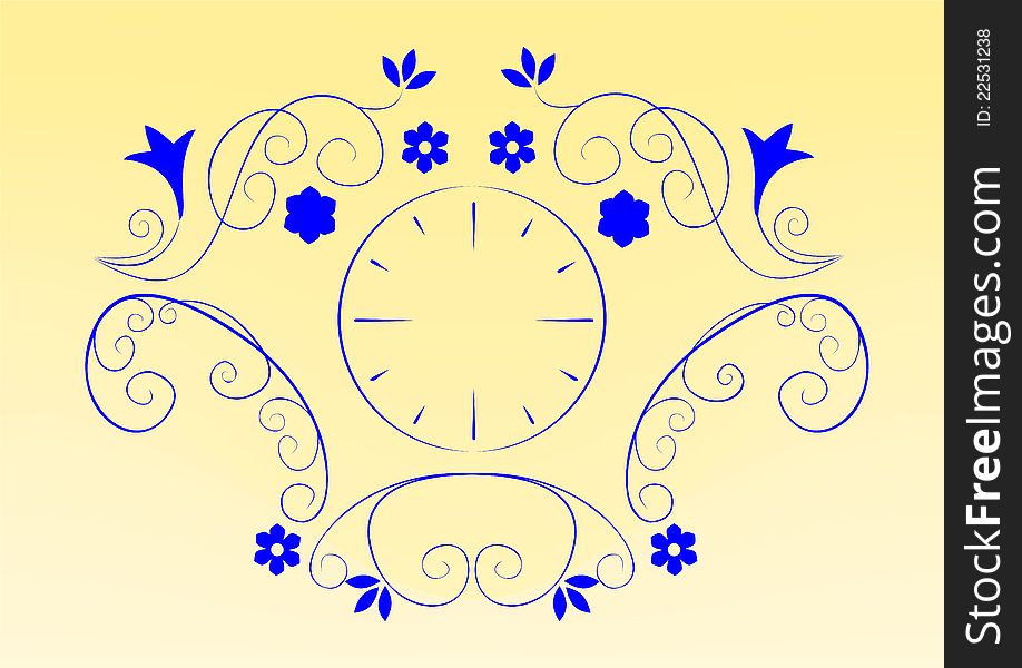 Duplex colors illustration of floral clock