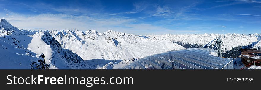 Alpine mountains. Panorama from a height of 3000 meters. Alpine mountains. Panorama from a height of 3000 meters.
