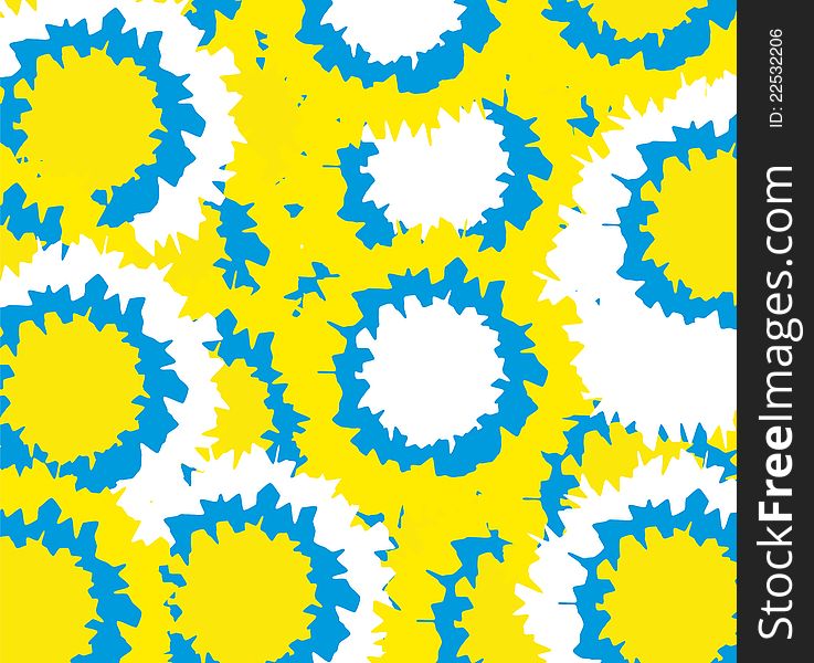 Flowers yellow background and blue petals illustration. Flowers yellow background and blue petals illustration