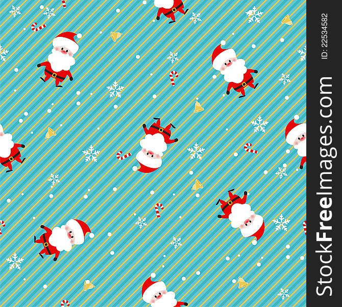 Seamless doodle Christmas pattern. Santa Claus, snowflakes and bells. Seamless doodle Christmas pattern. Santa Claus, snowflakes and bells.