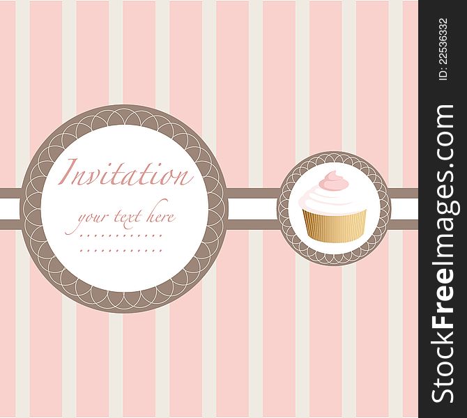 Invitation card with pink striped background. Invitation card with pink striped background