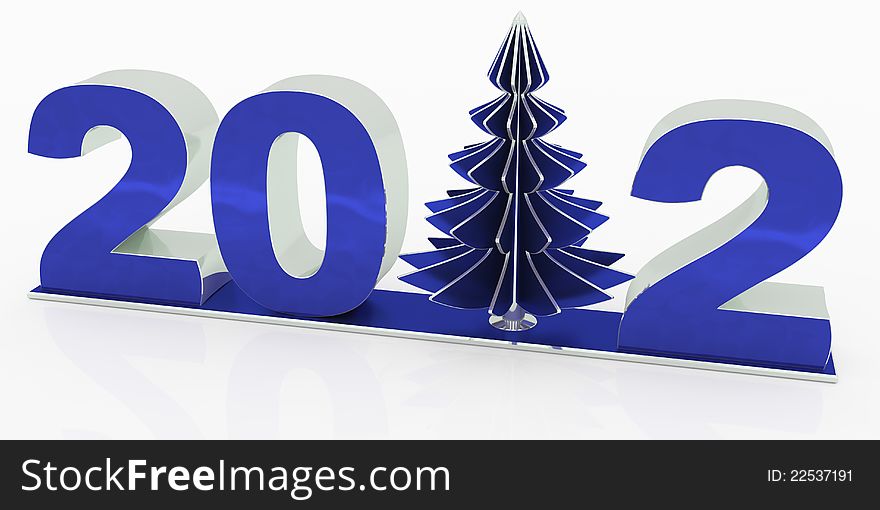 New 2012 year with christmas tree