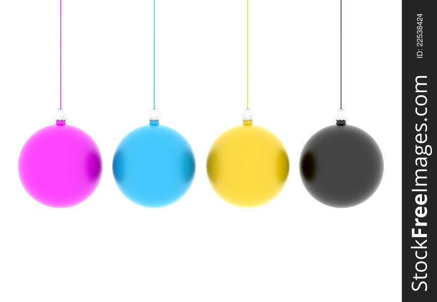 Christmas whit background - CMYK hanging balls