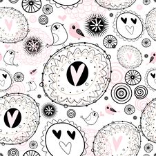 Abstract Texture With Hearts And Birds Stock Photos Abstract Texture With Hearts And Birds Stock Photos