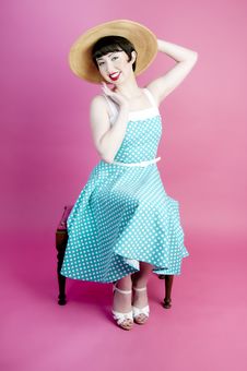 Pinup In Polka Dot Dress Stock Image Pinup In Polka Dot Dress Stock Image
