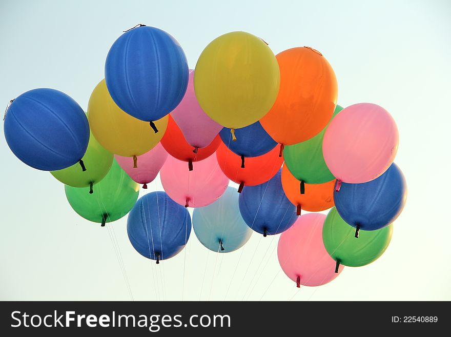 Colour Balloons On Blue Sky