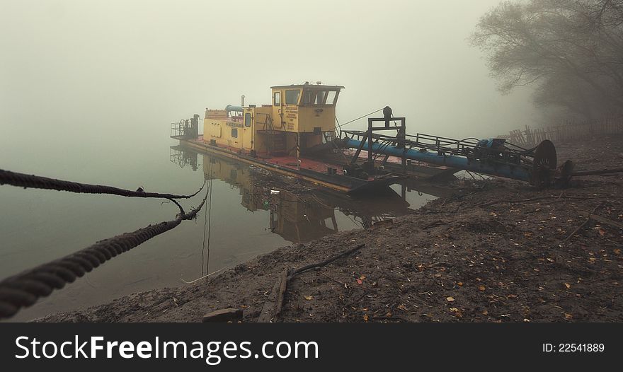 Ship for the extraction of sand along the coast. Ship for the extraction of sand along the coast