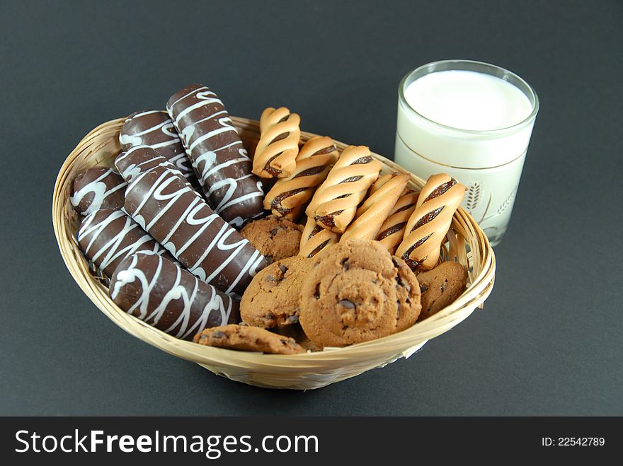 Basket Of Biscuits To Fresh Milk