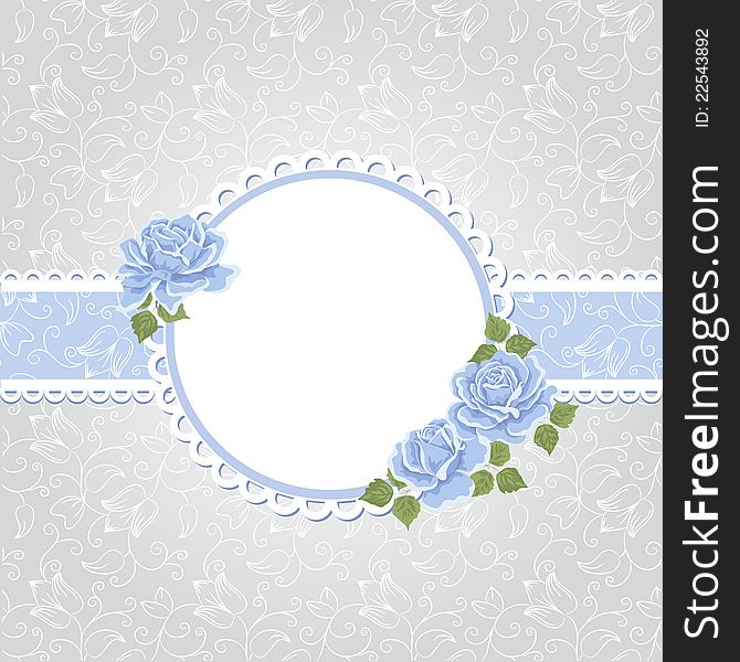 Seamless wallpaper pattern with roses, greeting card template