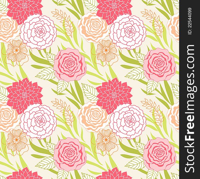 Seamless Floral Background.