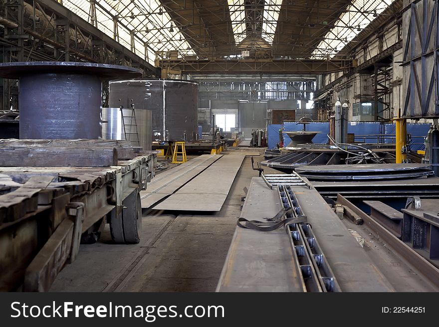Shipbuilding hall. Shipyard of Gdansk, Poland.