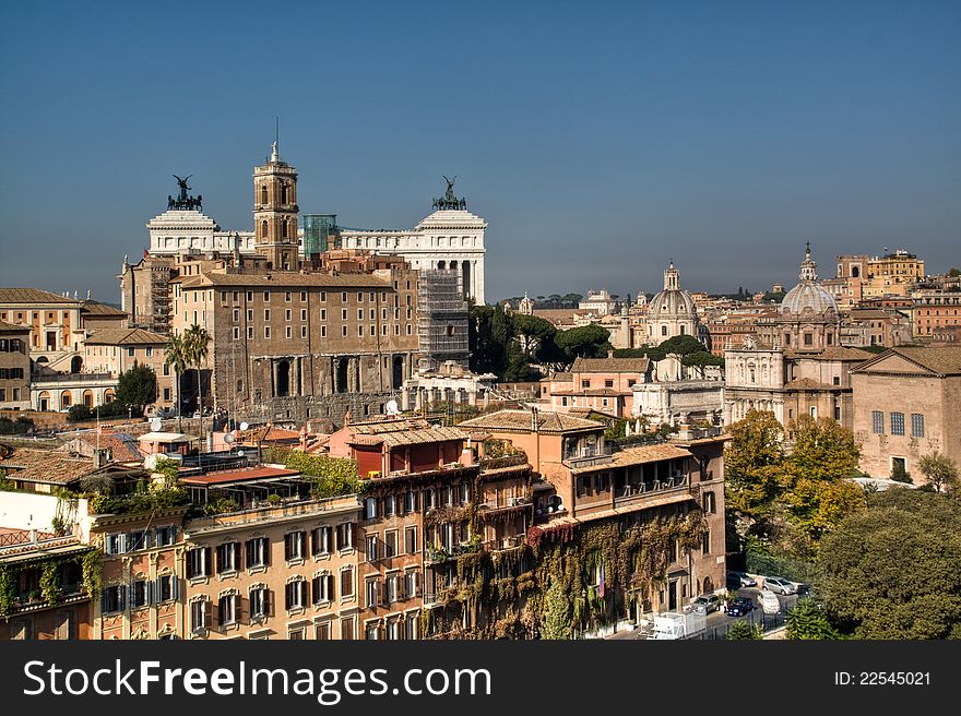 View over the city of Rome in Italy. View over the city of Rome in Italy