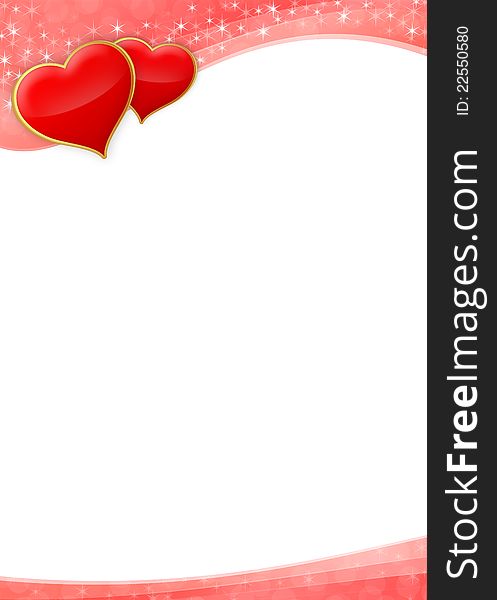 White paper with red heart. White paper with red heart