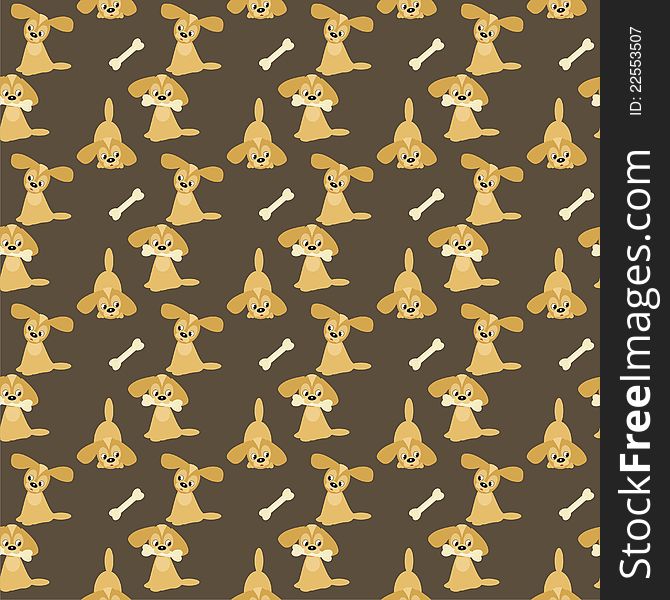 Seamless background with dogs and bones