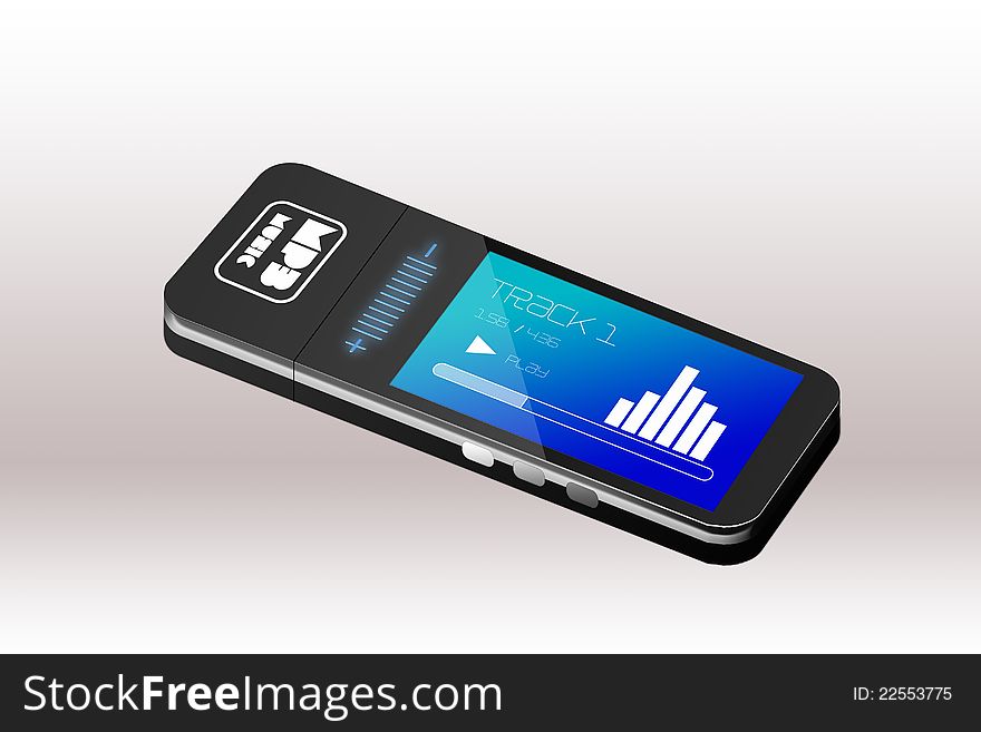 Vector of a mp3 player on simple background