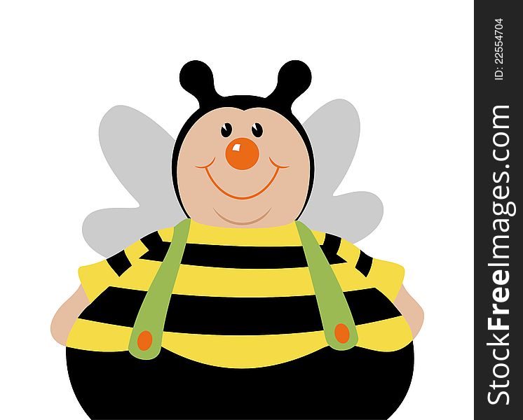 A funny cartoon bee isolated