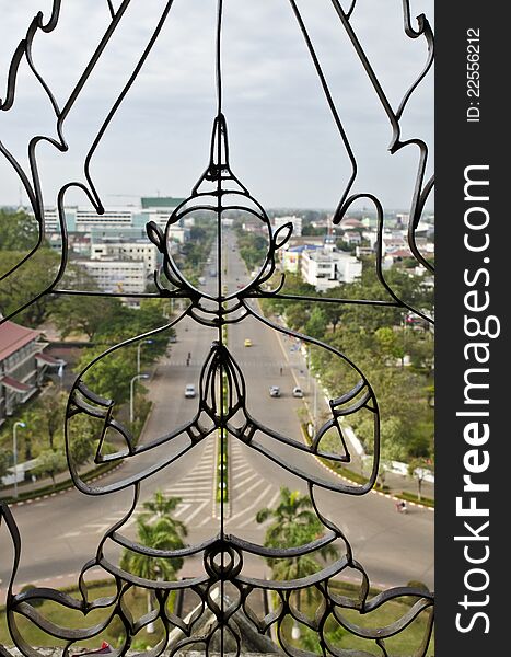 Top View of Vientiane Capital from Patuxay Window, Laos