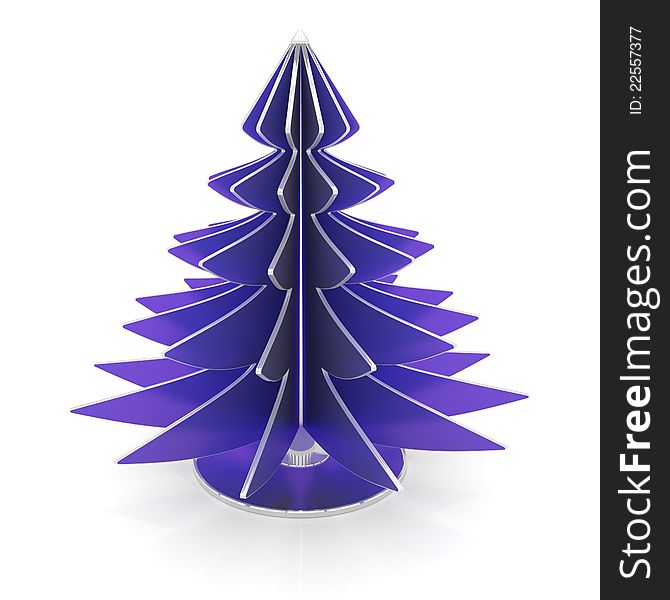 3d christmas tree of blue metallic and silver. 3d christmas tree of blue metallic and silver