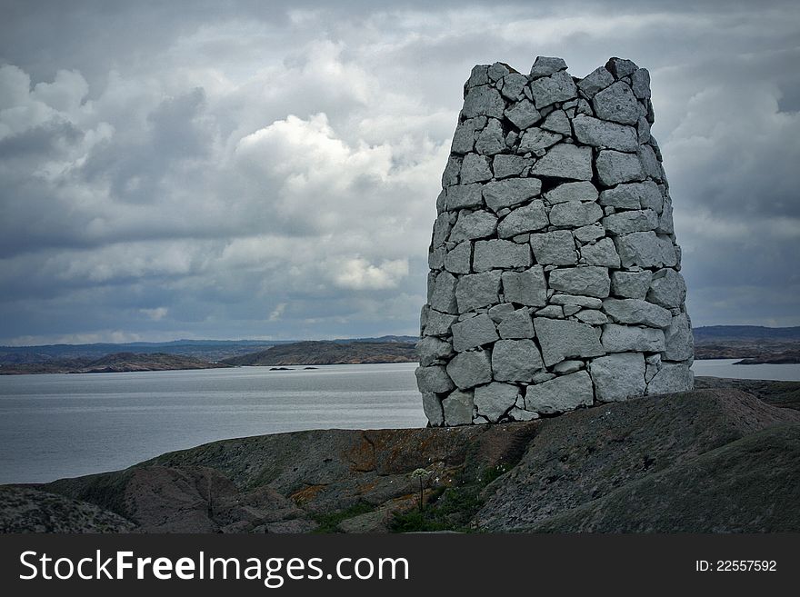 Little stone tower on west coast in Sweden