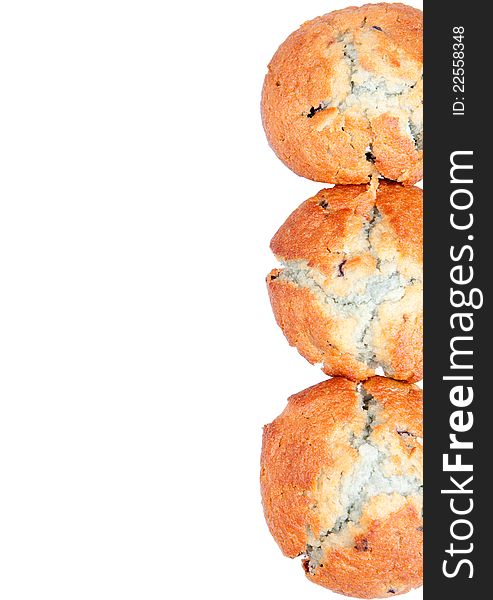 Blueberry muffins isolated on white background