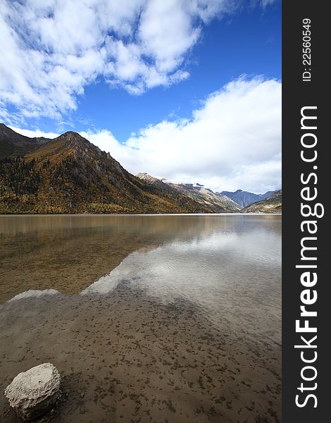 Ranwu lake is a big lake at east tibet. In the dry season, we can see that rocks are out of the water. Ranwu lake is a big lake at east tibet. In the dry season, we can see that rocks are out of the water.