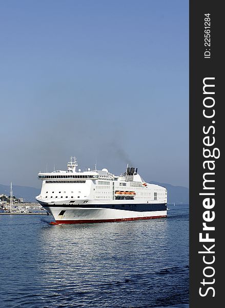 View of cruise liner in the port